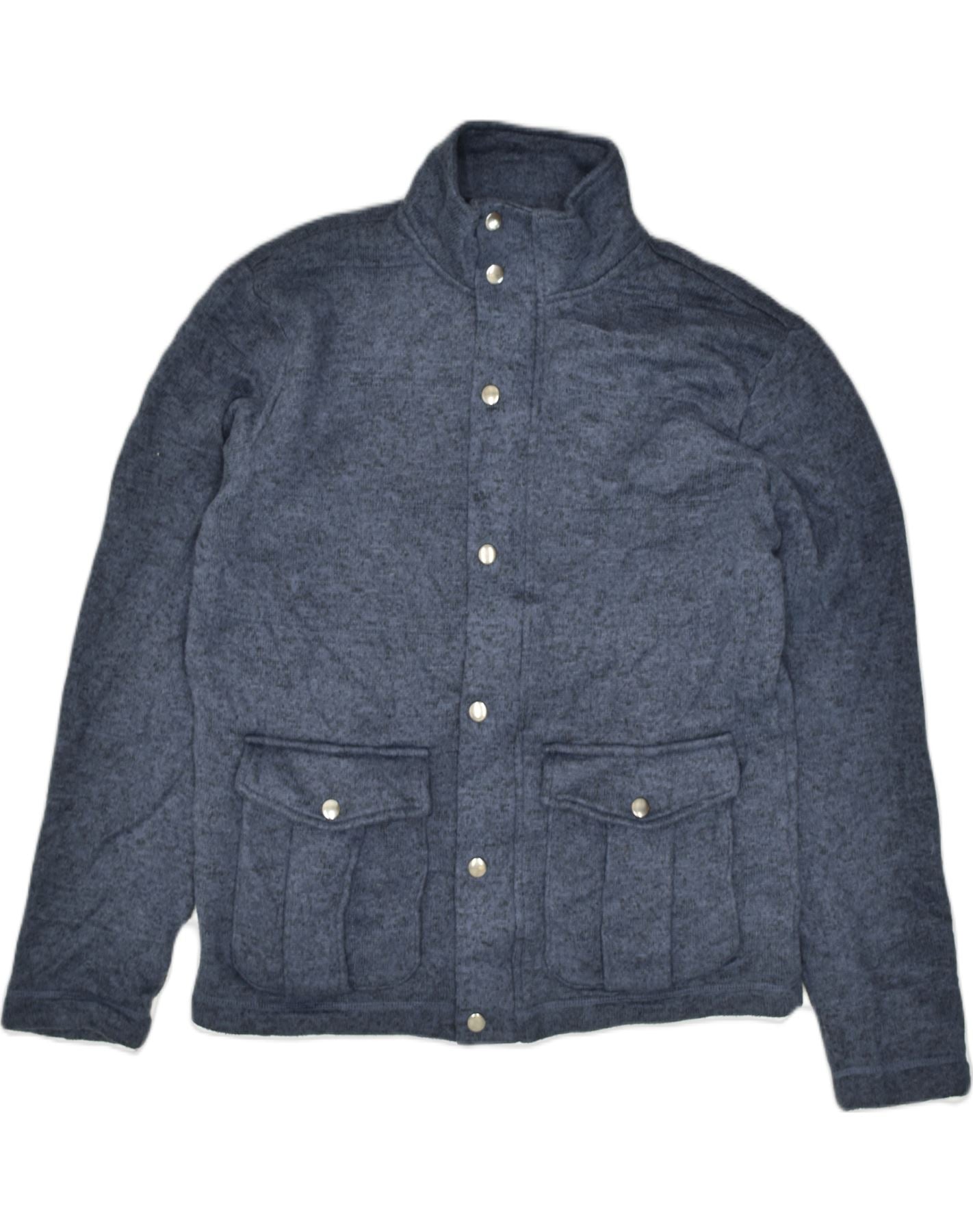 BANANA REPUBLIC Mens Bomber Jacket UK 38 Medium Navy Blue Polyester, Vintage & Second-Hand Clothing Online
