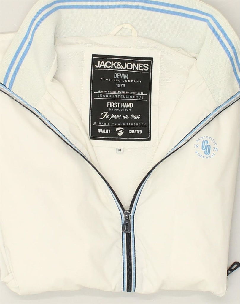 JACK & JONES Mens Bomber Jacket UK 38 Medium White Nylon | Vintage Jack & Jones | Thrift | Second-Hand Jack & Jones | Used Clothing | Messina Hembry 