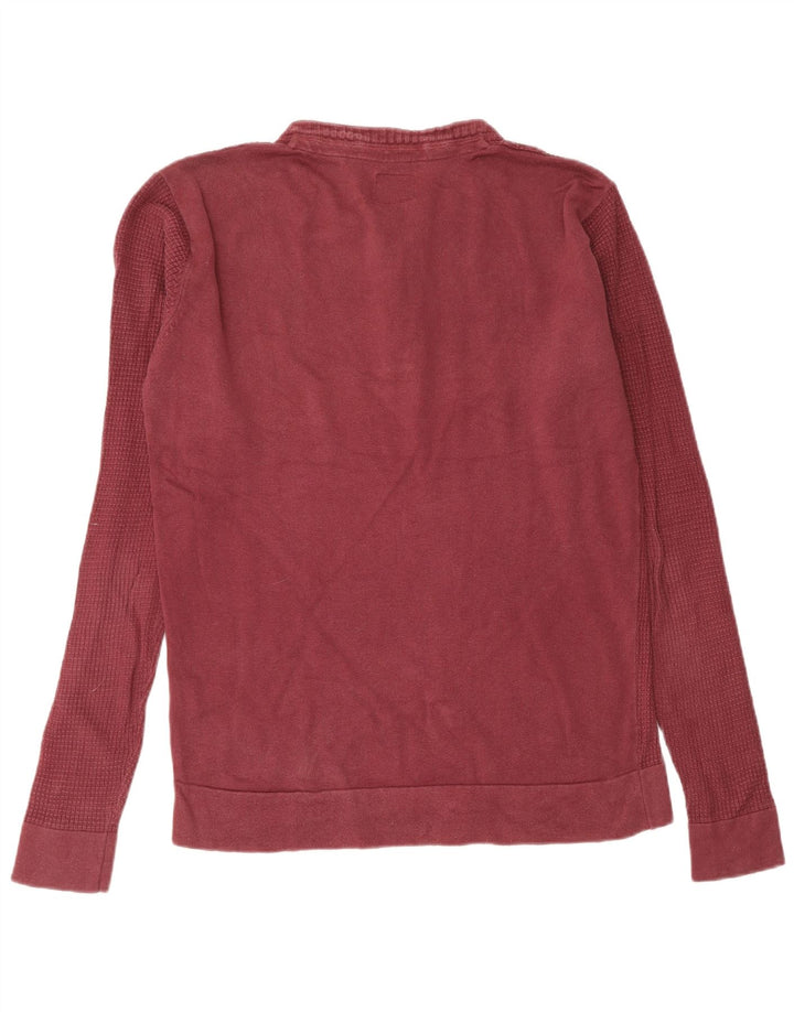 JACK & JONES Mens Boat Neck Jumper Sweater Medium Burgundy Cotton