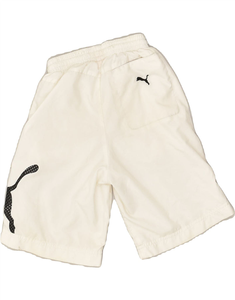 PUMA Boys Graphic Sport Shorts  7-8 Years White Polyester | Vintage Puma | Thrift | Second-Hand Puma | Used Clothing | Messina Hembry 