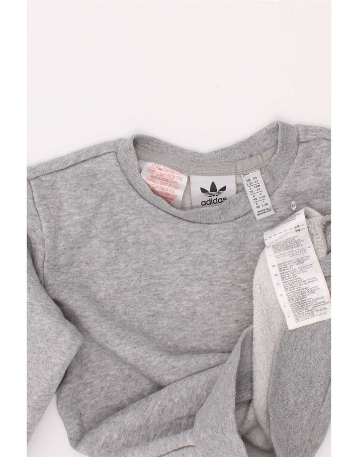 Adidas Boys Sweatshirt Jumper 2-3 Years Grey Cotton