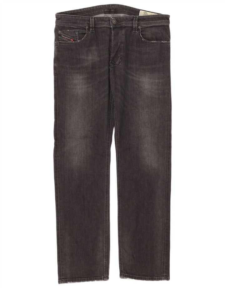 Diesel Mens Larkee Regular Straight Jeans W38 L32 Grey Cotton