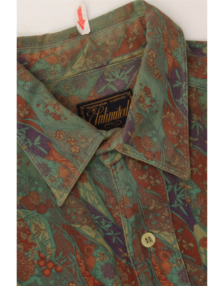 Unlimited Mens Shirt Small Khaki Floral Cotton