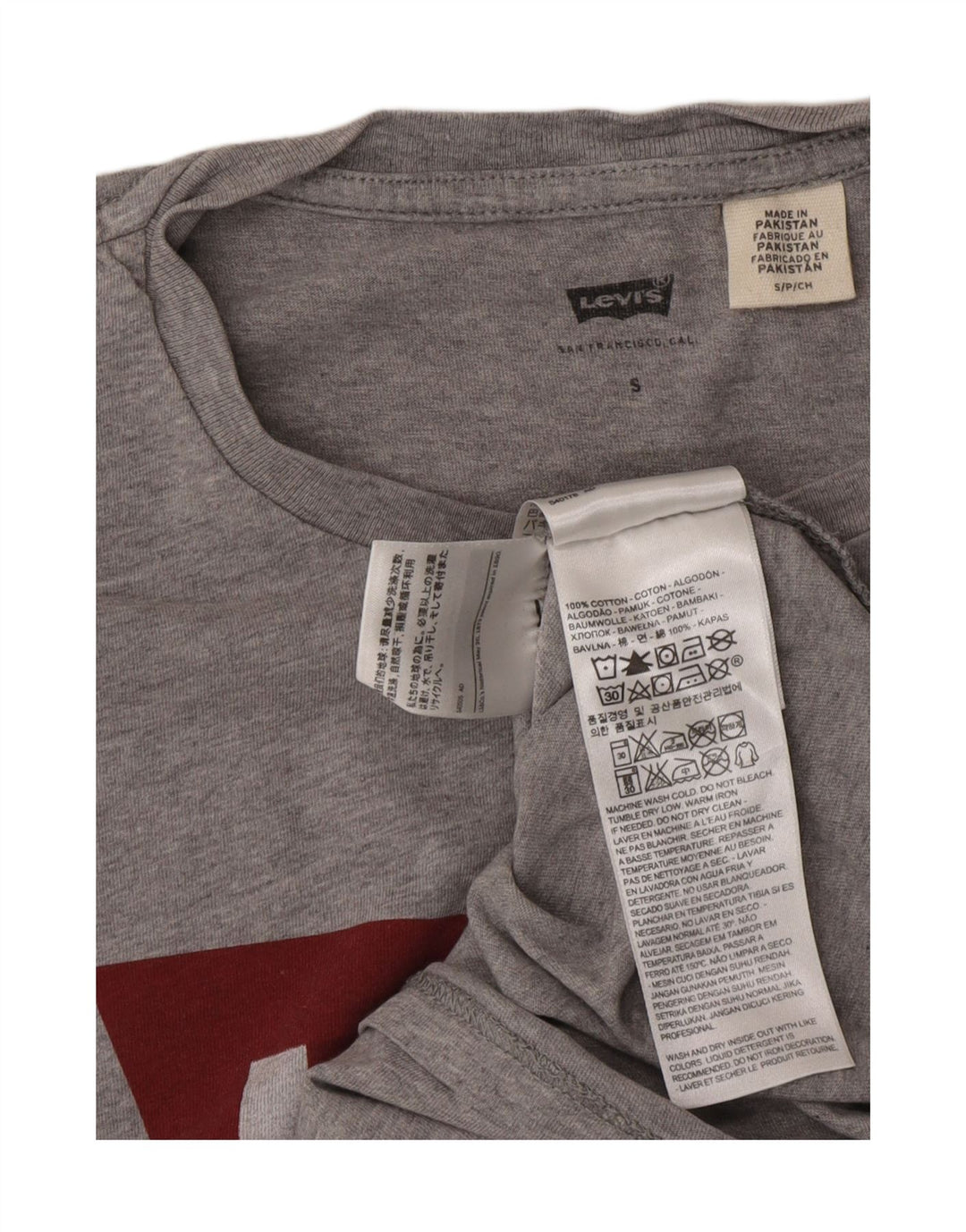 LEVI'S Mens Graphic T-Shirt Top Small Grey Cotton Vintage Levi's and Second-Hand Levi's from Messina Hembry 