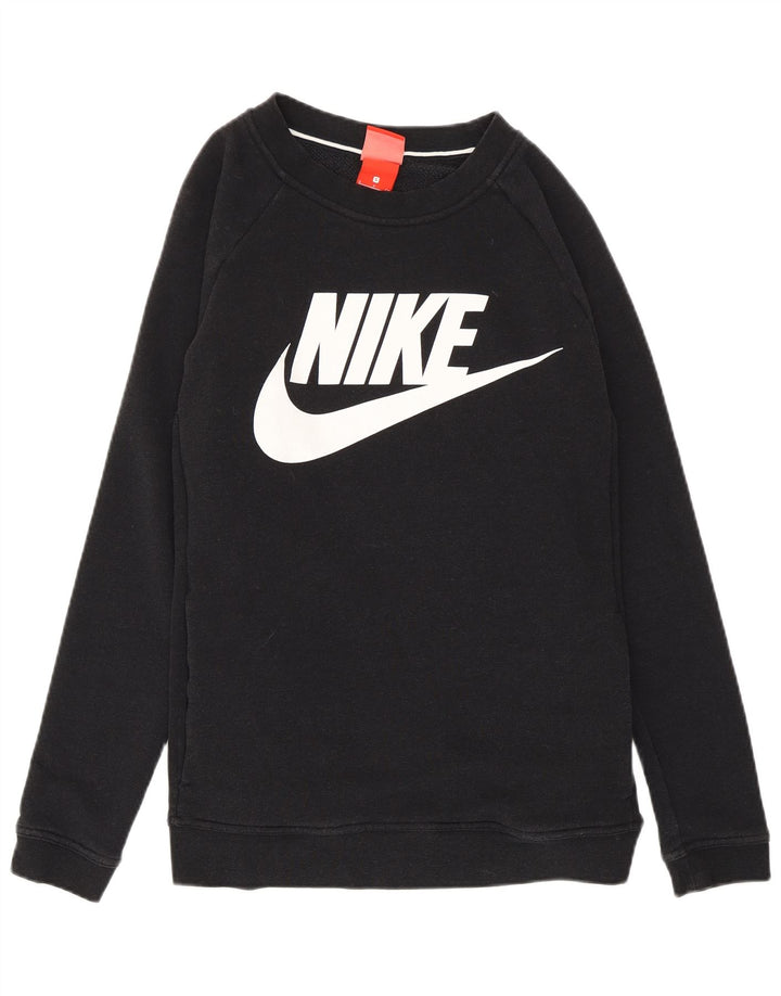 Nike Womens Graphic Sweatshirt Jumper UK 10 Small Black Cotton