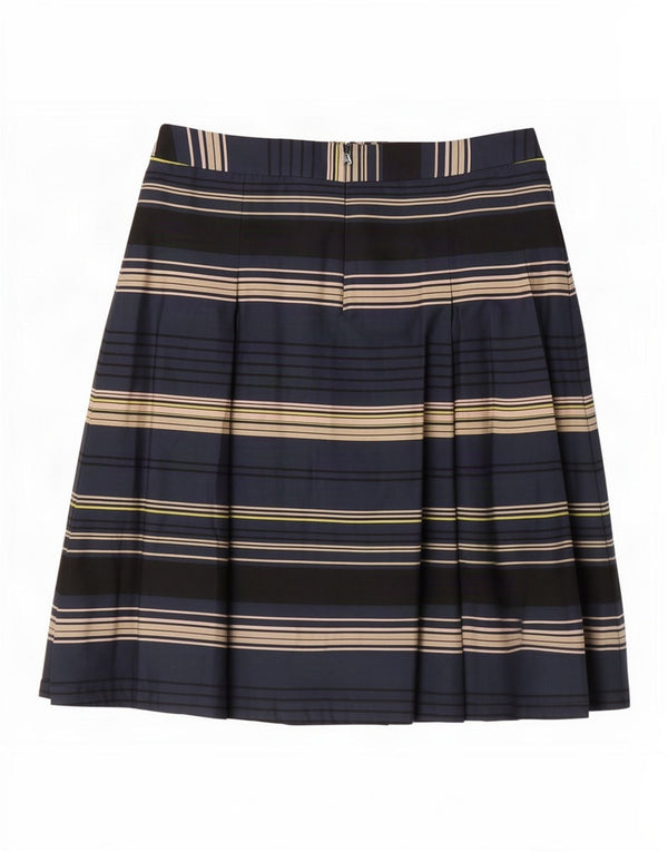 Monsoon Womens A-Line Skirt UK 14 Large W34 Navy Blue Striped Cotton