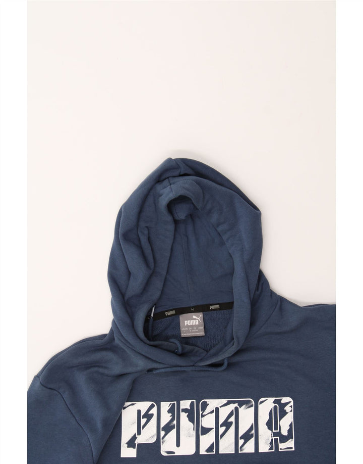 PUMA Mens Graphic Hoodie Jumper Large Blue Cotton Vintage Puma and Second-Hand Puma from Messina Hembry 