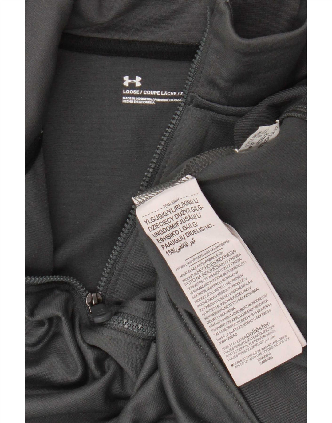 Under Armour Boys Tracksuit Top Jacket 11-12 Years Large Grey Polyester