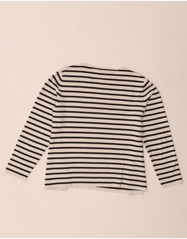 Cos Womens Crop Top Long Sleeve UK 10 Small White Striped Cotton