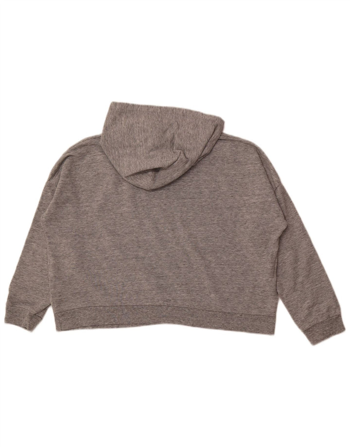 LEVI'S Womens Oversized Crop Hoodie Jumper UK 16 Large Grey Flecked