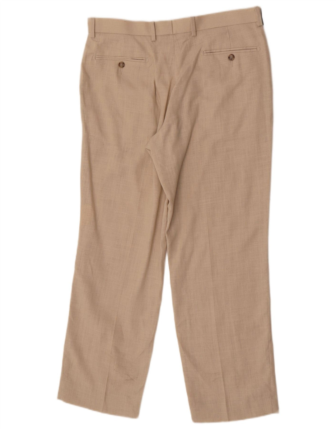 Marks & Spencer Mens Straight Suit Trousers W34 L29 Beige Linen