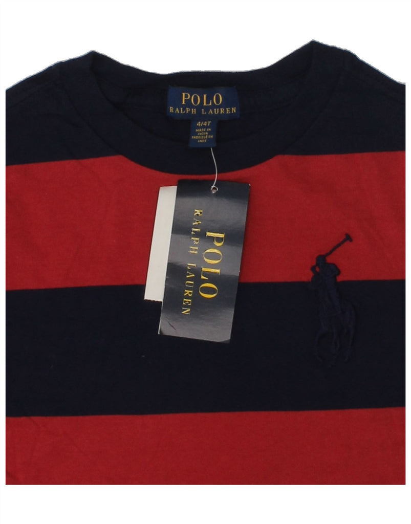 POLO RALPH LAUREN Boys T-Shirt Top 3-4 Years Red Colourblock Cotton | Vintage Polo Ralph Lauren | Thrift | Second-Hand Polo Ralph Lauren | Used Clothing | Messina Hembry 