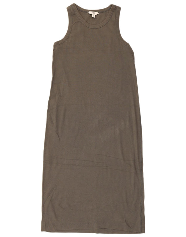 Marks & Spencer Womens Sleeveless T-Shirt Dress UK 14 Medium  Khaki Cotton
