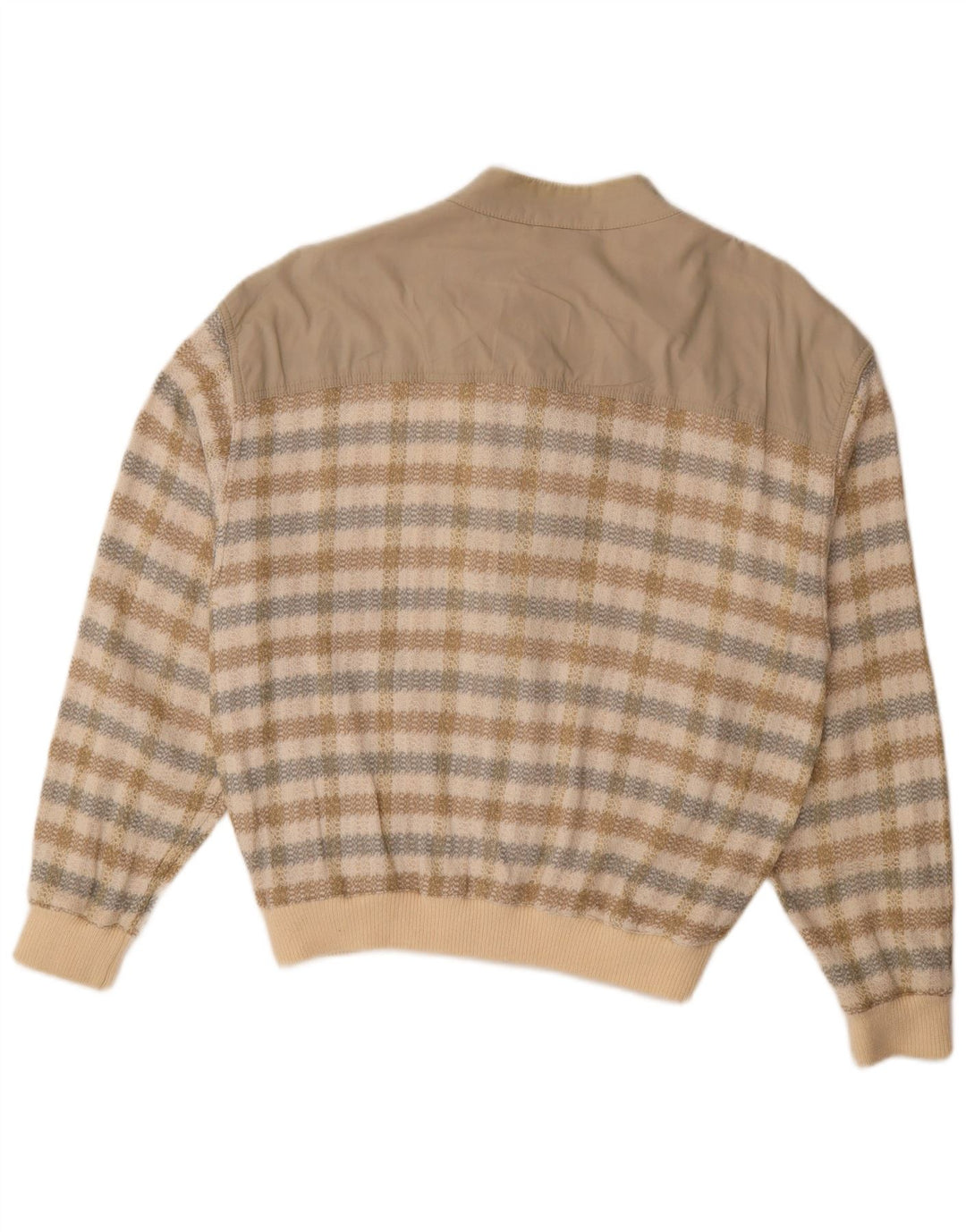 HEMMOND Mens Bomber Jacket UK 38 Medium Beige Check Cotton