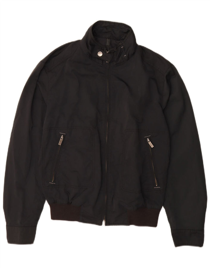 Massimo Dutti Mens Bomber Jacket UK 40 Large Black Polyacrylic
