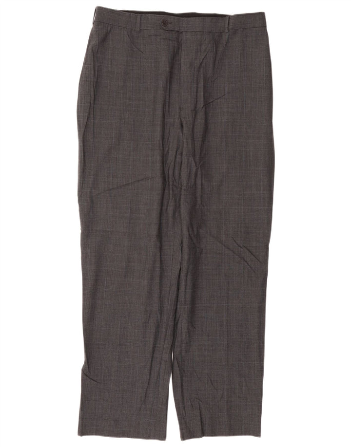 Brooks Brothers Mens 346 Straight Suit Trousers W36 L31 Grey Check Wool
