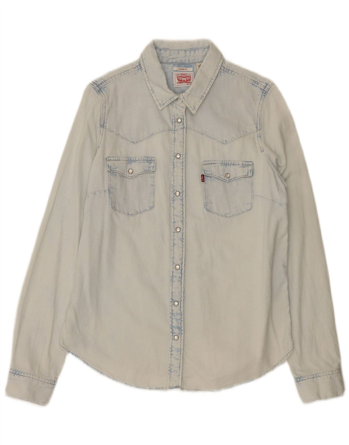 Levi's Womens Classic Fit Denim Shirt UK 14 Medium Blue Cotton