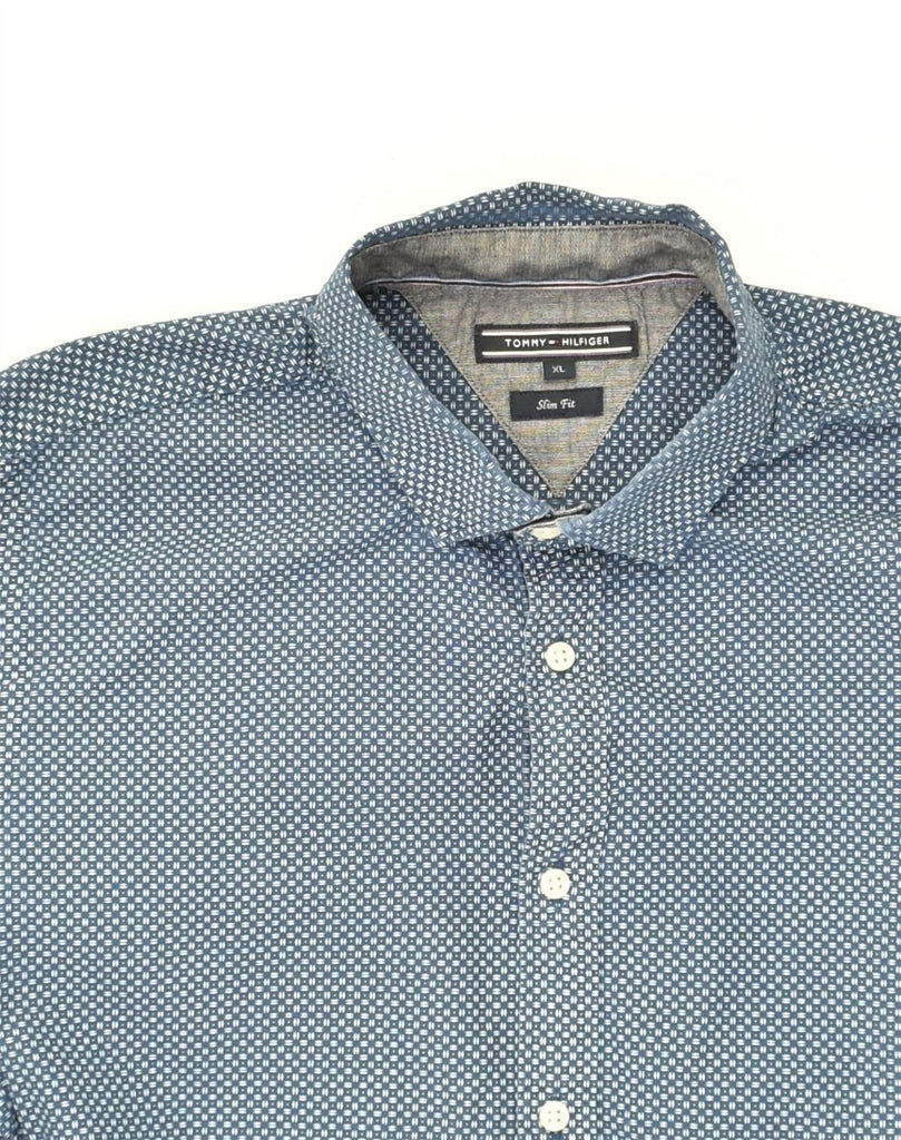 TOMMY HILFIGER Mens Slim Fit Shirt XL Blue Check Cotton | Vintage Tommy Hilfiger | Thrift | Second-Hand Tommy Hilfiger | Used Clothing | Messina Hembry 