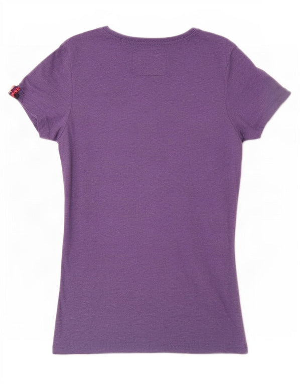 Superdry Womens Graphic T-Shirt Top UK 6 XS Purple Polyester