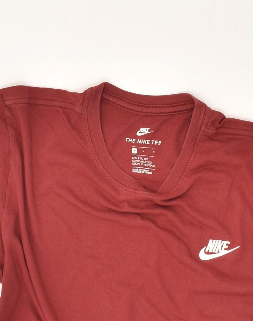 NIKE Mens Athletic Cut T-Shirt Top Medium Red Cotton | Vintage Nike | Thrift | Second-Hand Nike | Used Clothing | Messina Hembry 