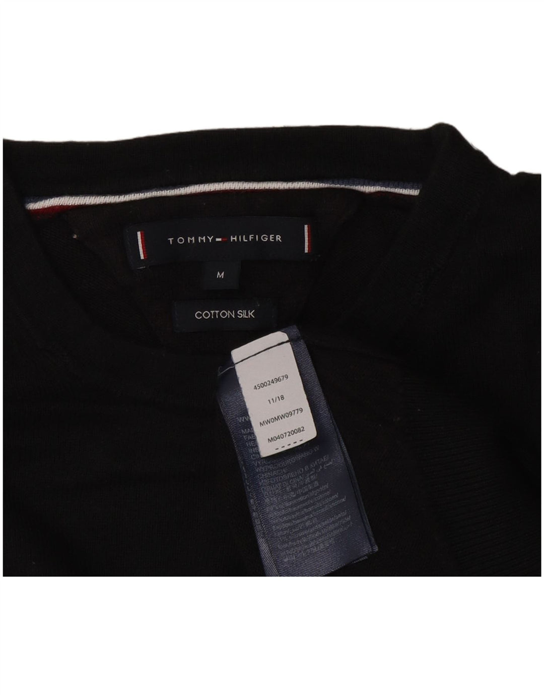 Tommy Hilfiger Mens Crew Neck Jumper Sweater Medium Black Cotton