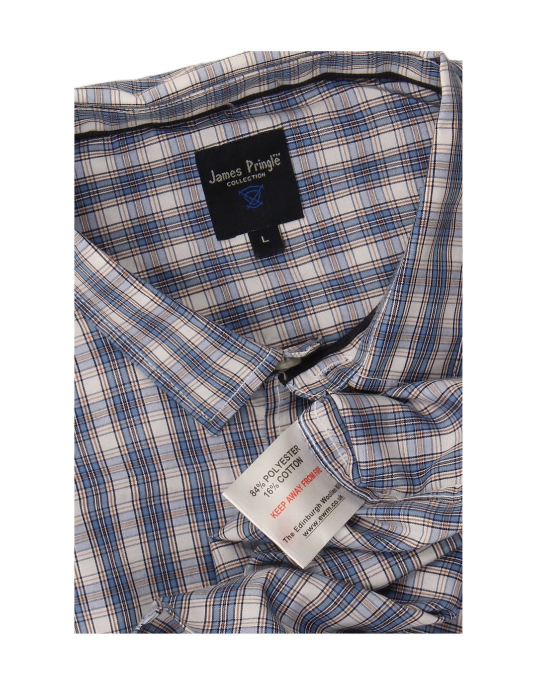 JAMES PRINGLE Mens Shirt Large Blue Check Polyester
