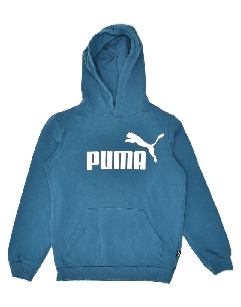 PUMA Boys Graphic Hoodie Jumper 11-12 Years Blue Cotton | Vintage Puma | Thrift | Second-Hand Puma | Used Clothing | Messina Hembry 