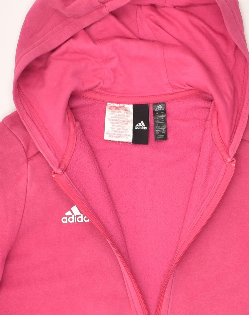 ADIDAS Girls Zip Hoodie Sweater 13-14 Years Pink Cotton | Vintage Adidas | Thrift | Second-Hand Adidas | Used Clothing | Messina Hembry 