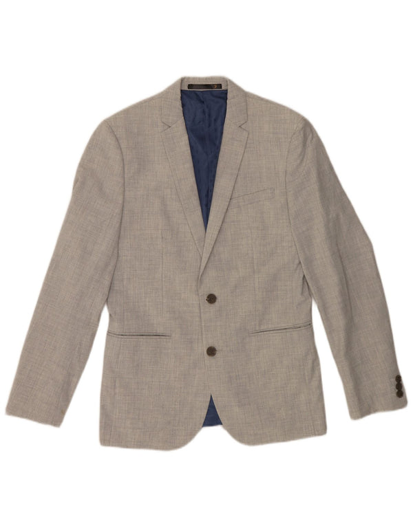 Farah Mens 2 Button Blazer Jacket UK 36 Small Grey Polyester