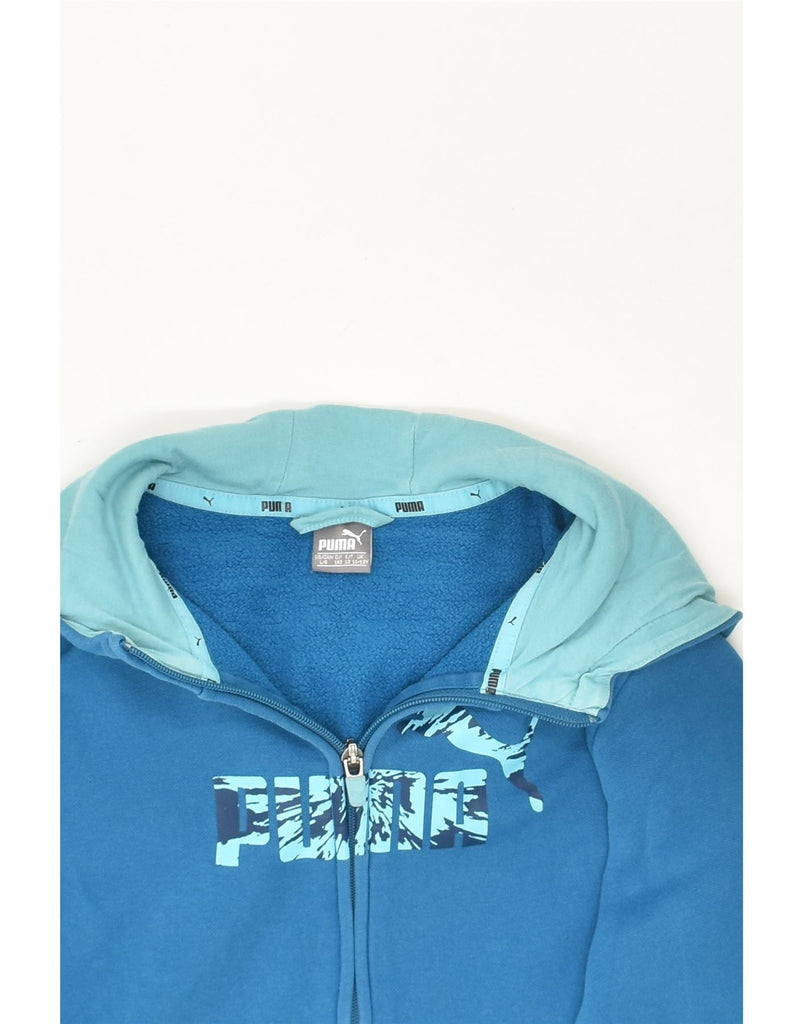 PUMA Boys Graphic Zip Hoodie Sweater 11-12 Years Blue Cotton | Vintage Puma | Thrift | Second-Hand Puma | Used Clothing | Messina Hembry 