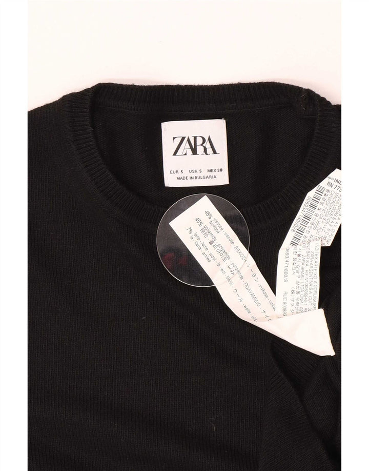 Zara Mens Crew Neck Jumper Sweater Small Black Viscose