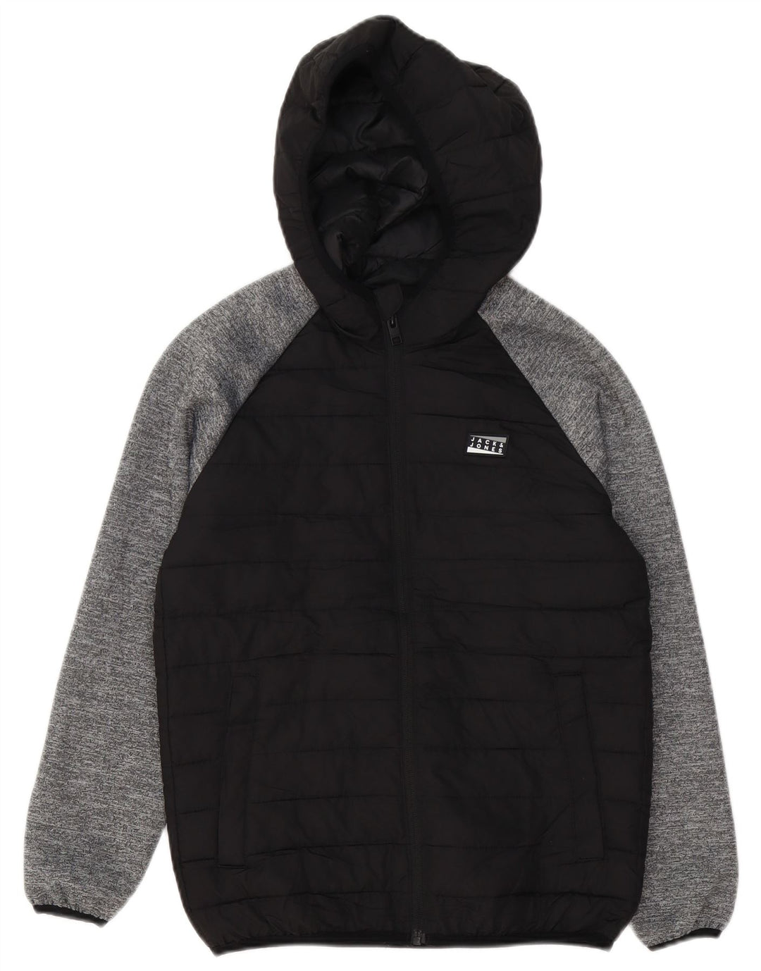 Jack & Jones Boys Hooded Padded Jacket 11-12 Years Black Colourblock