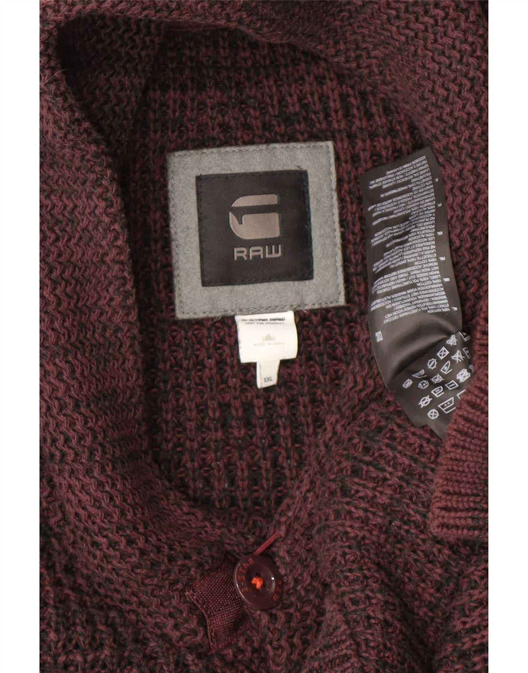 G-Star Mens Shawl Neck Jumper Sweater 2XL Maroon Cotton