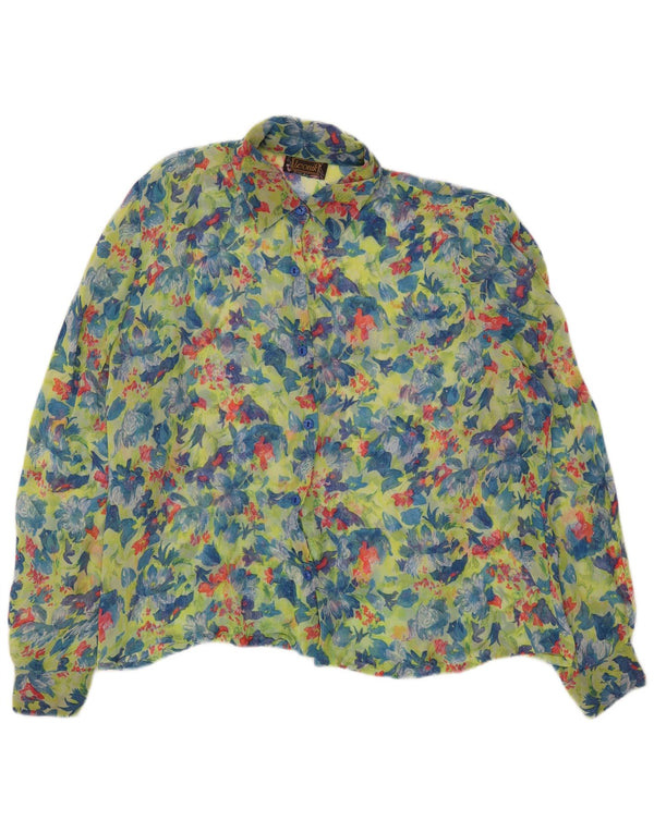 Leonik Womens See Through Shirt Blouse IT 52 2XL Green Floral