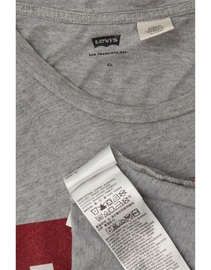 Levi's Mens Graphic T-Shirt Top XL Grey Flecked Cotton