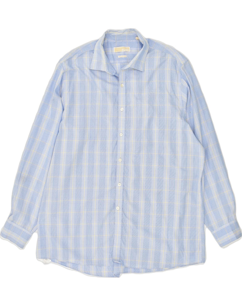 MICHAEL KORS Mens Shirt Size 17 1/2 XL Blue Check Cotton | Vintage Michael Kors | Thrift | Second-Hand Michael Kors | Used Clothing | Messina Hembry 