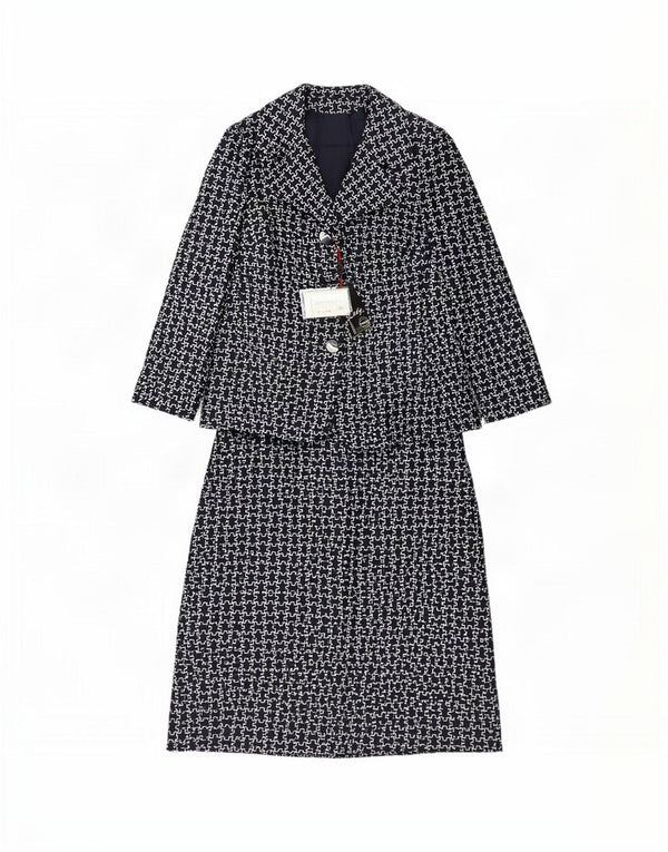 Giole Womens 3 Button 2 Piece Set IT 44 Medium Navy Blue Geometric