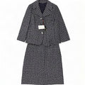 Giole Womens 3 Button 2 Piece Set IT 44 Medium Navy Blue Geometric