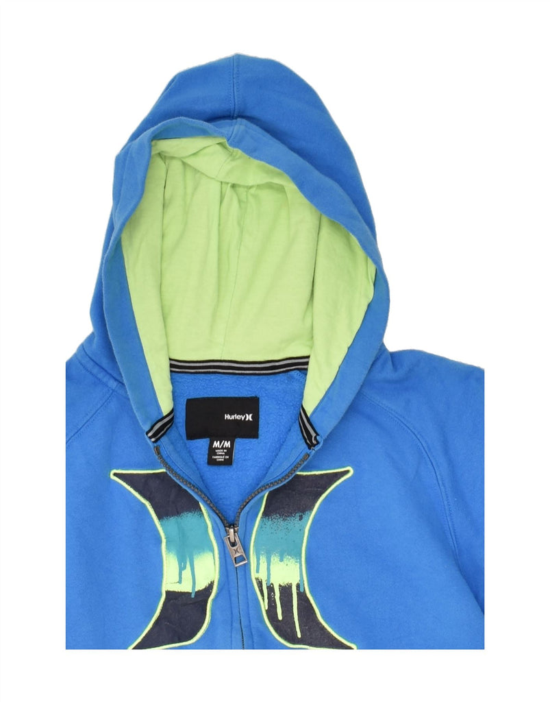 HURLEY Boys Graphic Zip Hoodie Sweater 9-10 Years Medium Blue Cotton | Vintage Hurley | Thrift | Second-Hand Hurley | Used Clothing | Messina Hembry 