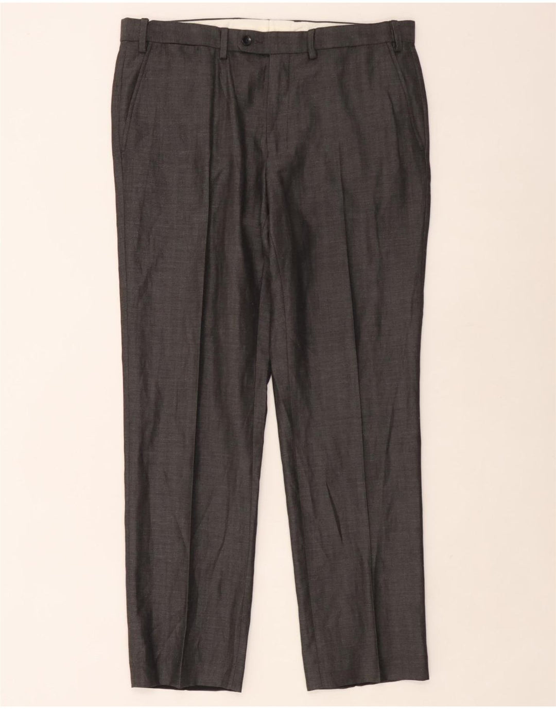 Marks & Spencer Mens Tailored Fit Straight Suit Trousers W36 L31 Grey Check