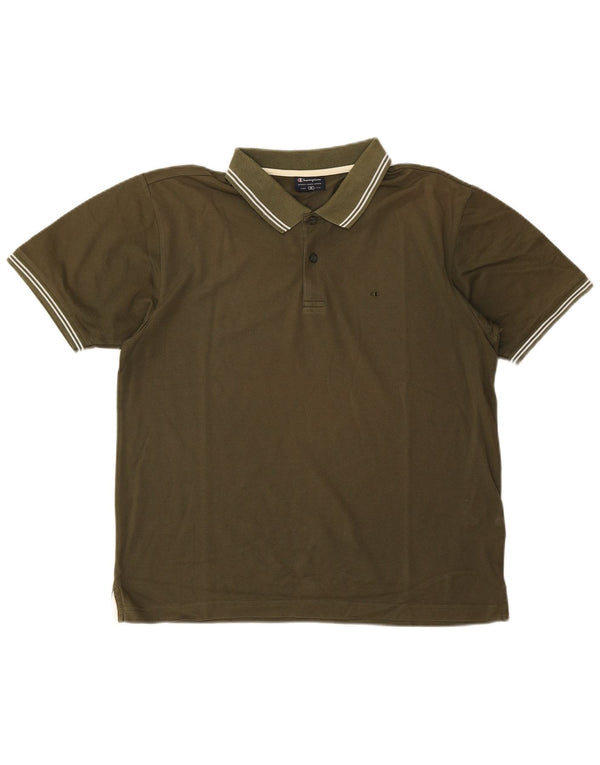 Champion Mens Polo Shirt Medium Green Cotton