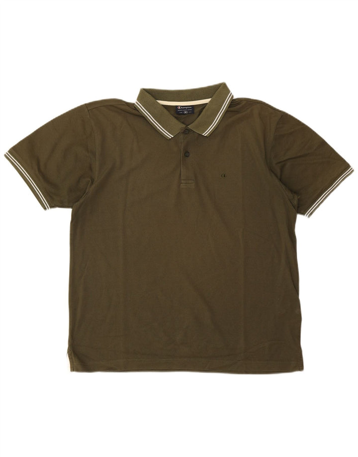 Champion Mens Polo Shirt Medium Green Cotton