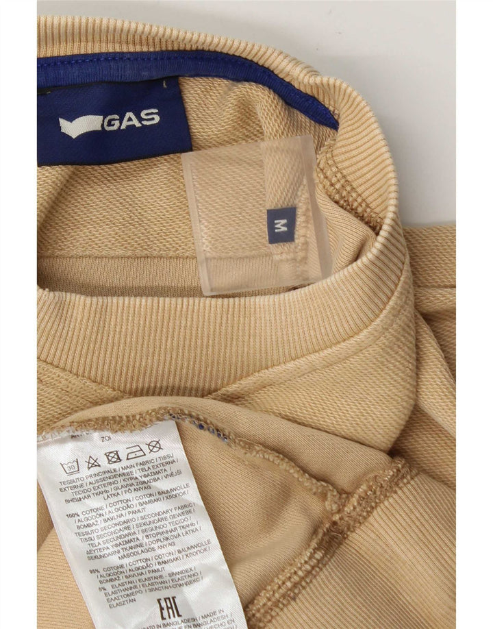 Gas Mens Graphic Sweatshirt Jumper Medium Beige Cotton