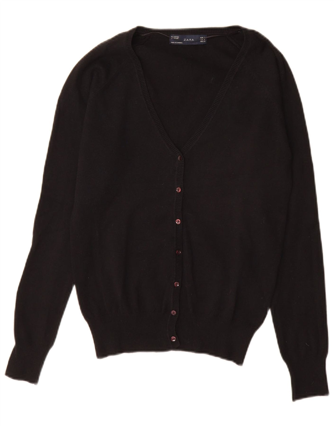 Zara Womens Cardigan Sweater UK 10 Small Black Cotton