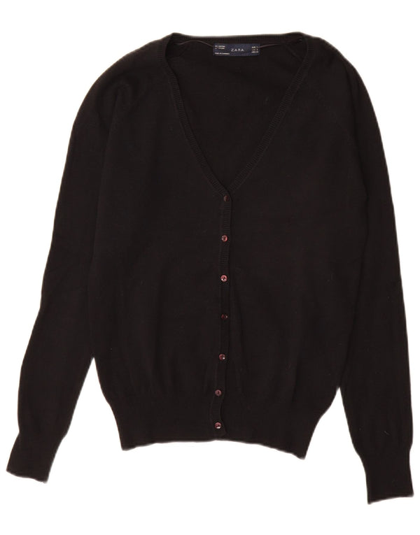 Zara Womens Cardigan Sweater UK 10 Small Black Cotton