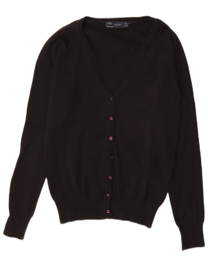 Zara Womens Cardigan Sweater UK 10 Small Black Cotton