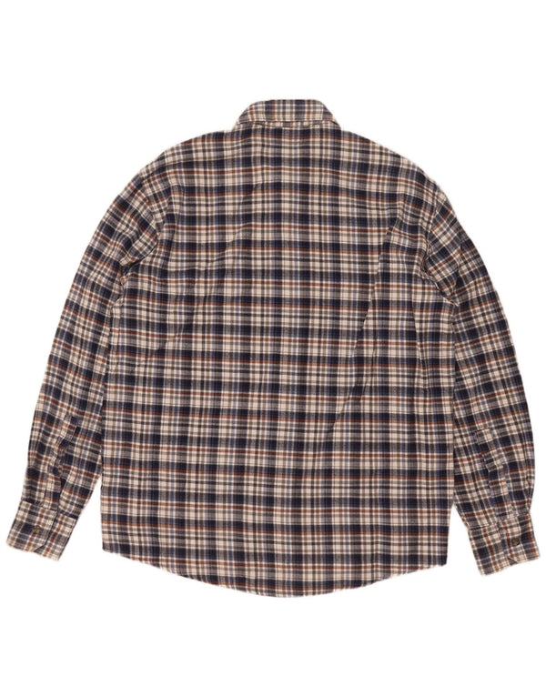 Sea Barrier Mens Flannel Shirt Medium Navy Blue Check Cotton