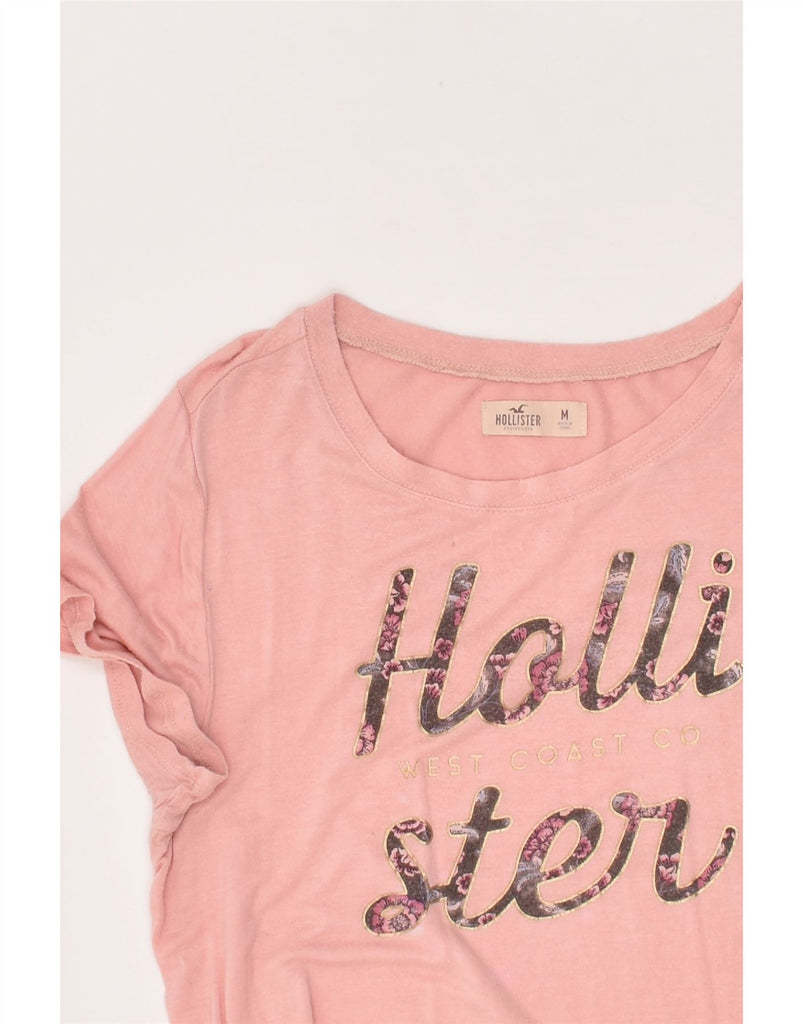 HOLLISTER Womens Graphic T-Shirt Top UK 12 Medium Pink Viscose | Vintage Hollister | Thrift | Second-Hand Hollister | Used Clothing | Messina Hembry 