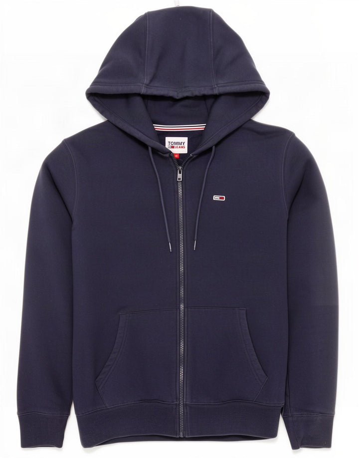 Tommy Hilfiger Mens Zip Hoodie Sweater Medium Navy Blue Cotton