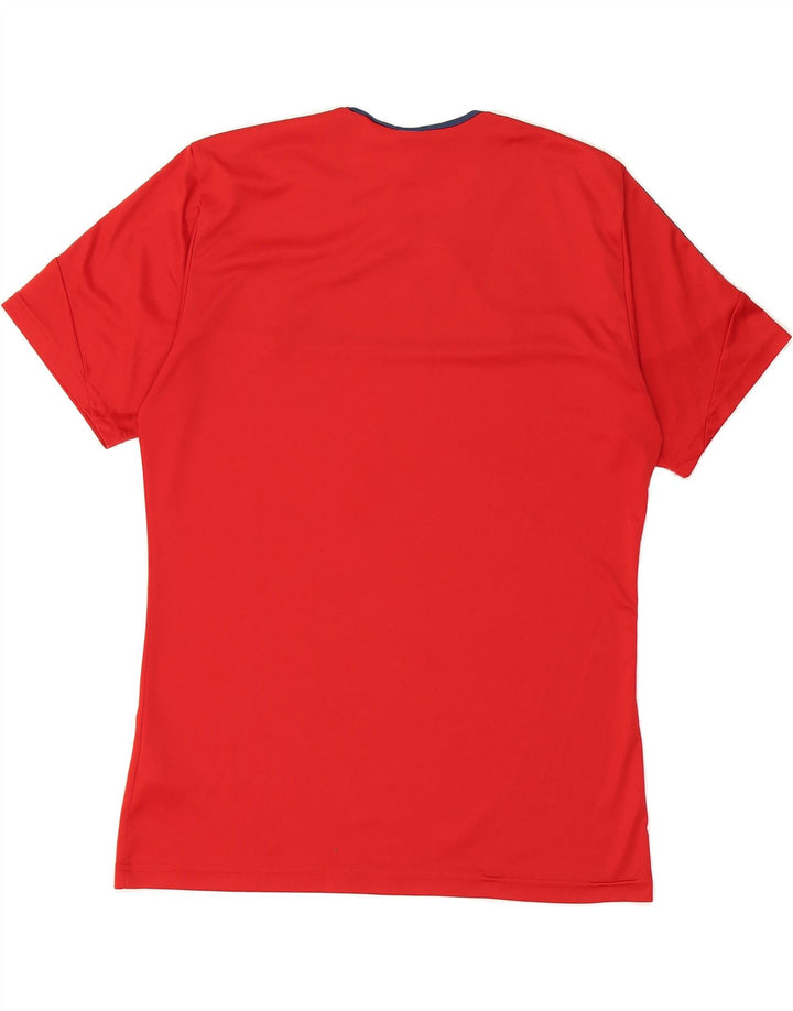 ADIDAS Mens Climalite T-Shirt Top Medium Red Colourblock Polyester Vintage Adidas and Second-Hand Adidas from Messina Hembry 